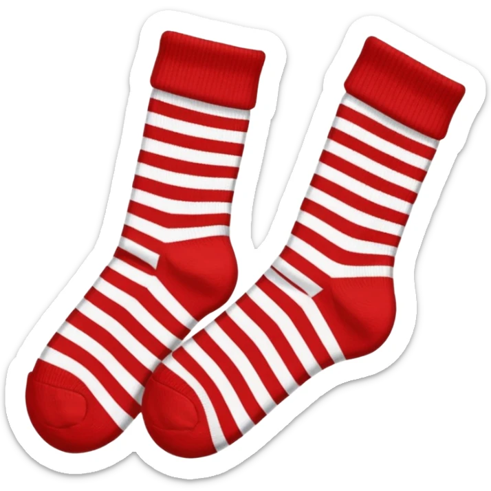 different colored socks red and white sticker