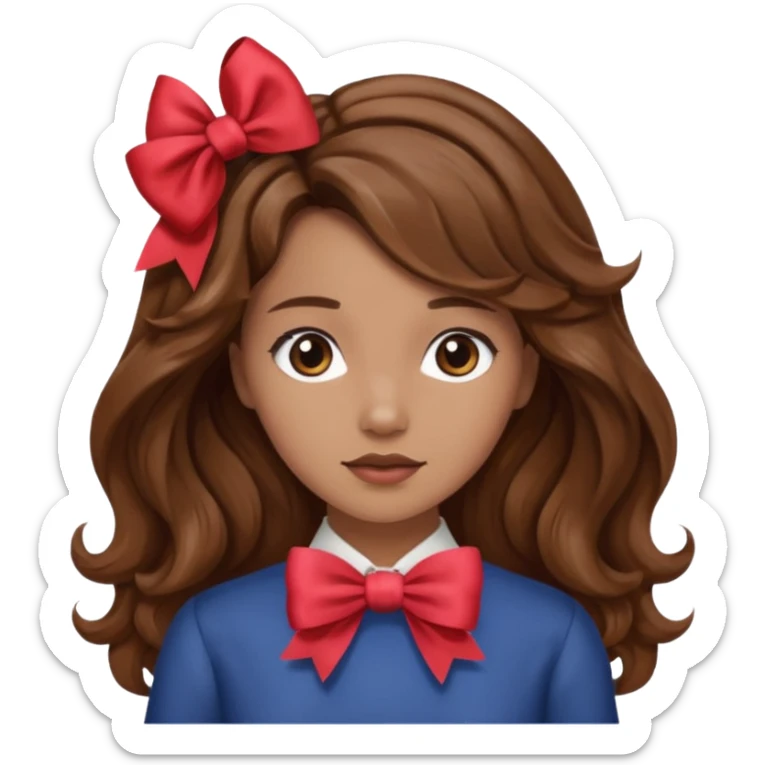 Emoji femme de dos cheveux ondulés brun avec noeud dans les cheveux  sticker