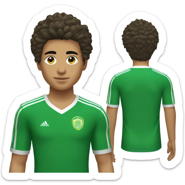 Jugador de 18 años de fútbol con camiseta verde Adidas con pelo castaño  sticker