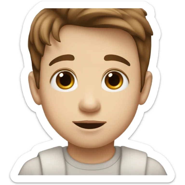 brown eyed boy with a brown hair, small nose, somewhat baby big lips, pale face and big eyes sticker
