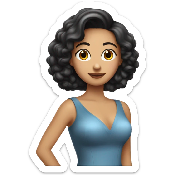 una chica muy guapa, modelo, morena de pelo, blanquita de piel pero no mucho y con vestido de gala sticker