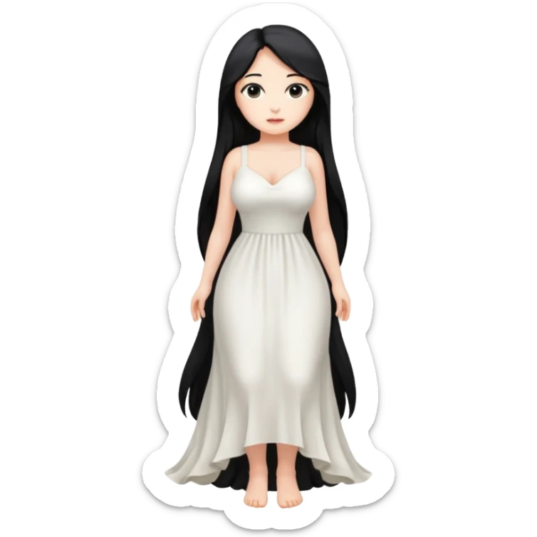 Girl naked black hair with big breasts and open naked full body  sticker