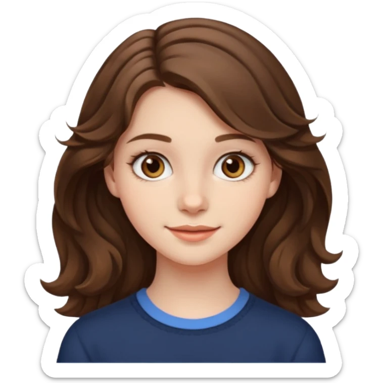 18 year old girl with medium length wavy brown hair with hazel eyes and soft smile and pale skin  sticker