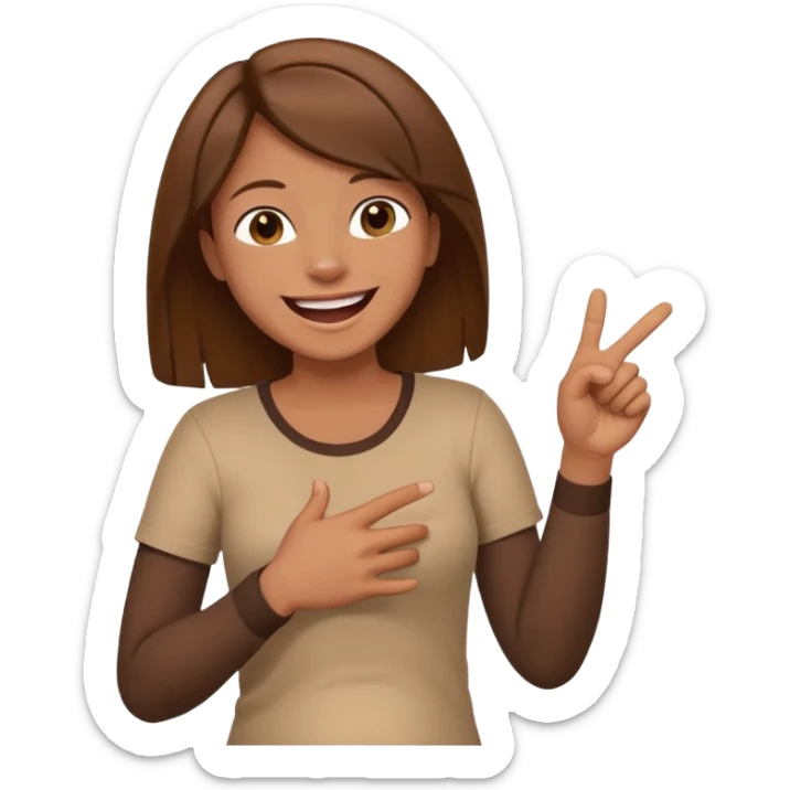 A person laughing with one hand pointing straight and one hand on his stomach sticker