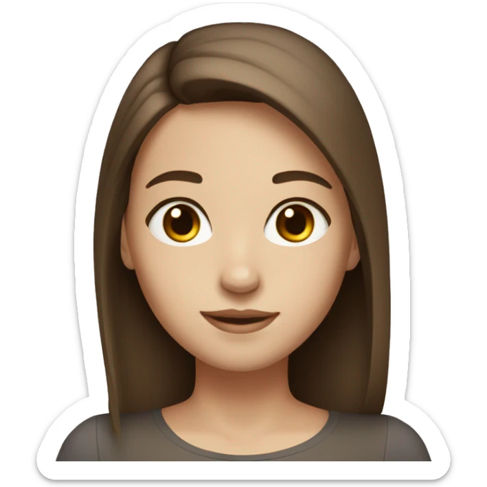 Girl white skin brown straight hair brown eyes middle part sticker