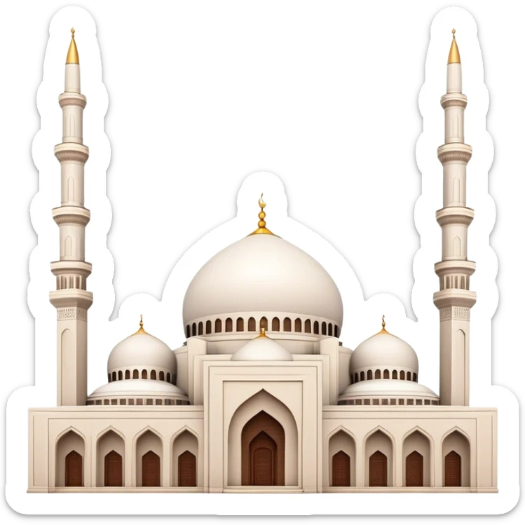 Cinematic Realistic Mohammad Al-Amin Mosque Landmark Emoji, showcasing the intricate architecture of the mosque rendered with rich textures and majestic, soft lighting. sticker