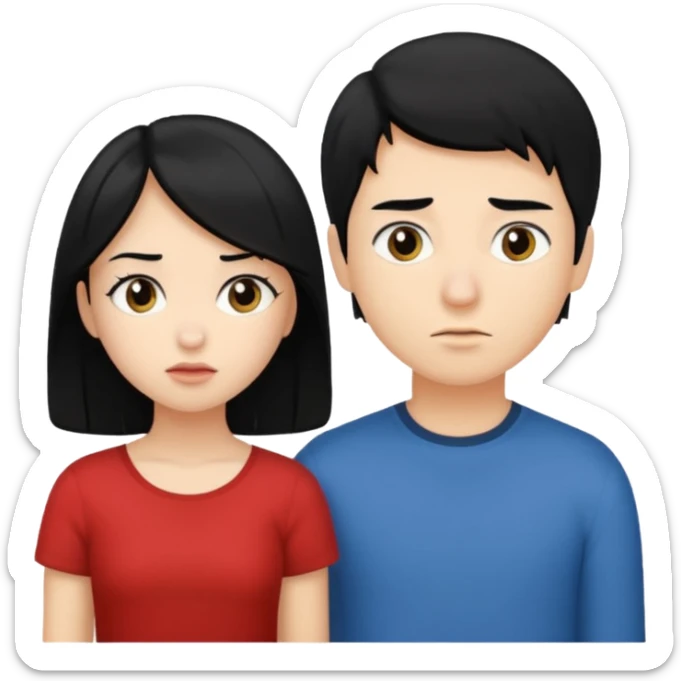 girl with black hair ignore boy with blond hair sticker