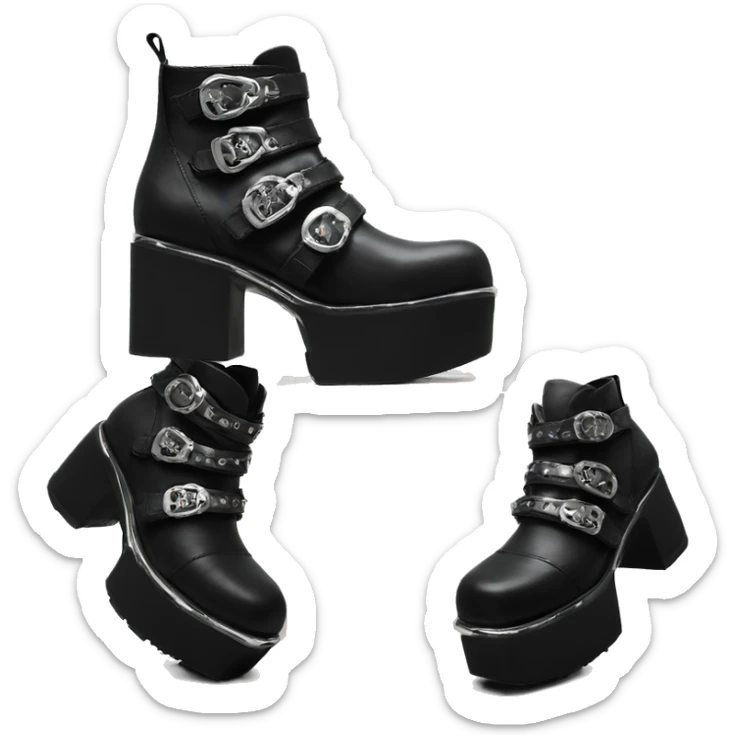 black new rock edgy platform shoes with metal details  sticker