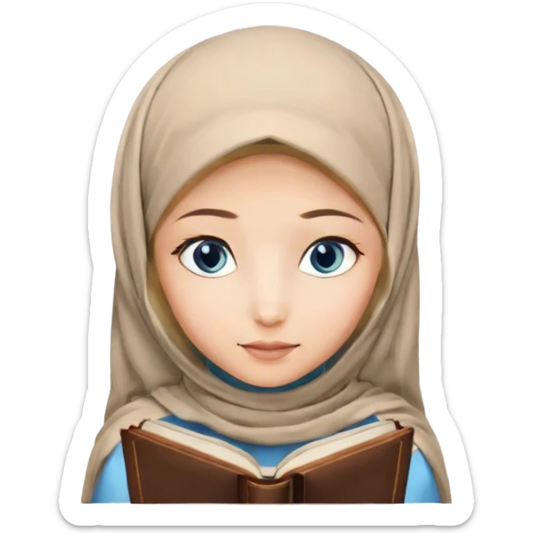 Turkish blonde bloom design Hijabi girl with blue eyes and beautiful finish reading quran sticker