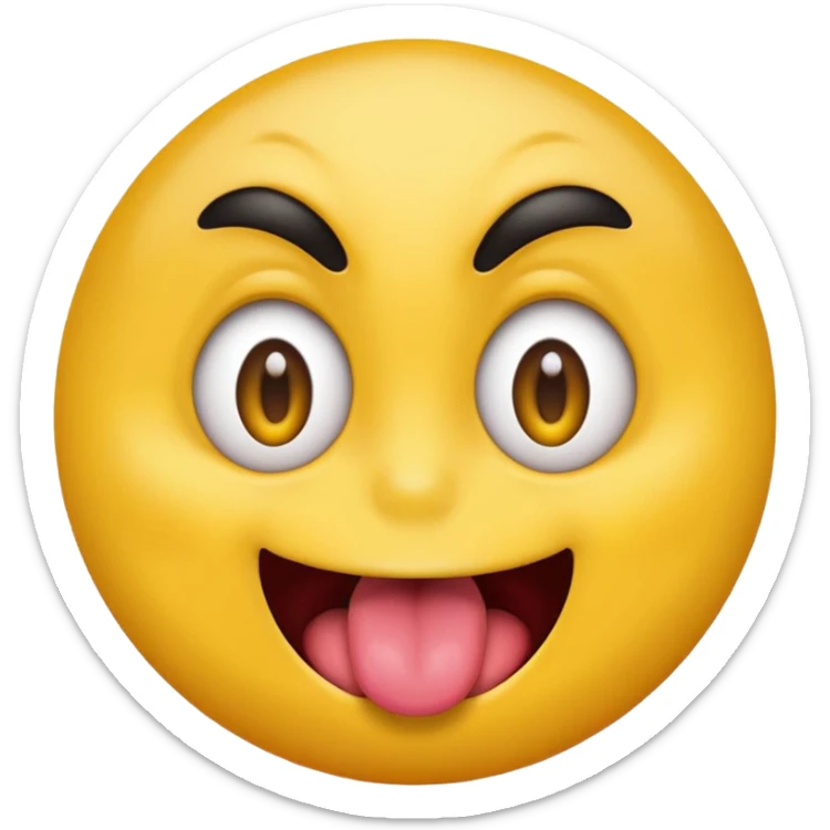 classic yellow emoji face with crazy eyes and tongue sticking out wildly sticker