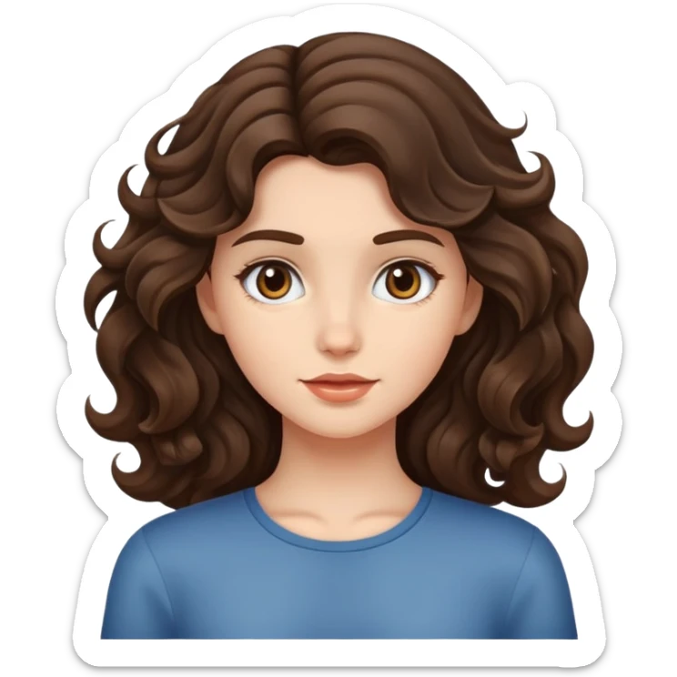 brunette girl with wavy hair sticker