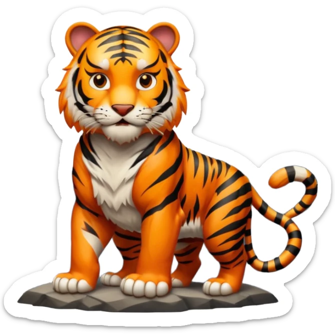 Tigre adulto feroz con la cara mas real no de caricatira en la cima montaña  sticker