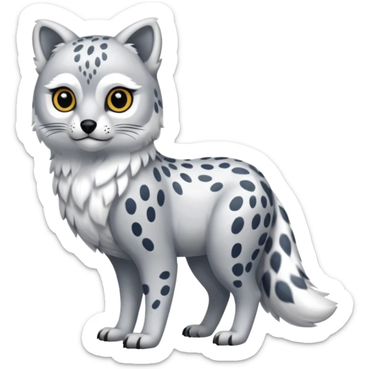 Snow-Leopard-Arctic-Fox-Arctic-Wolf-Snowy-Owl-fusion-hybrid-animal-creature, full body sticker