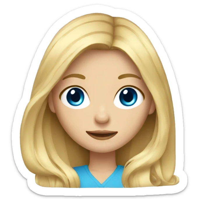 blonde girl with long layed hair and blue eyes sticker