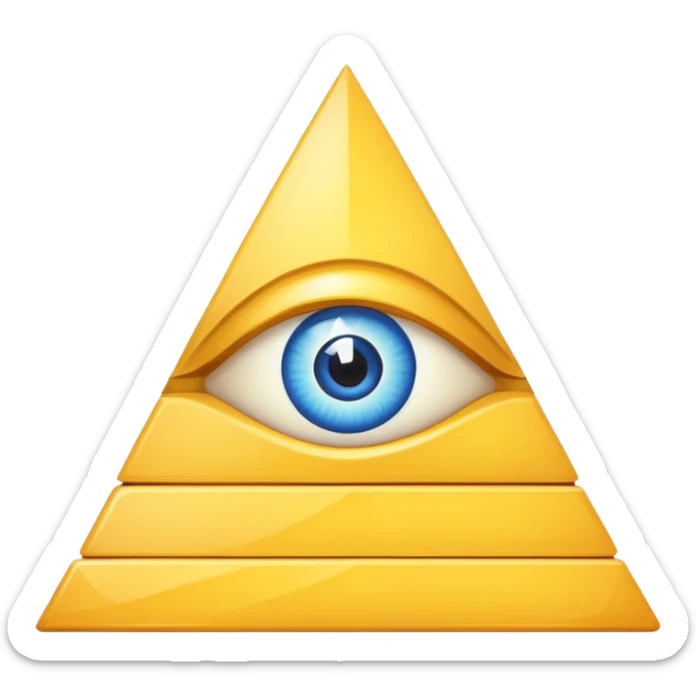 Pyramid with an eye on top as on the back of a dollar bill. Use color and make the eye very noticeable sticker