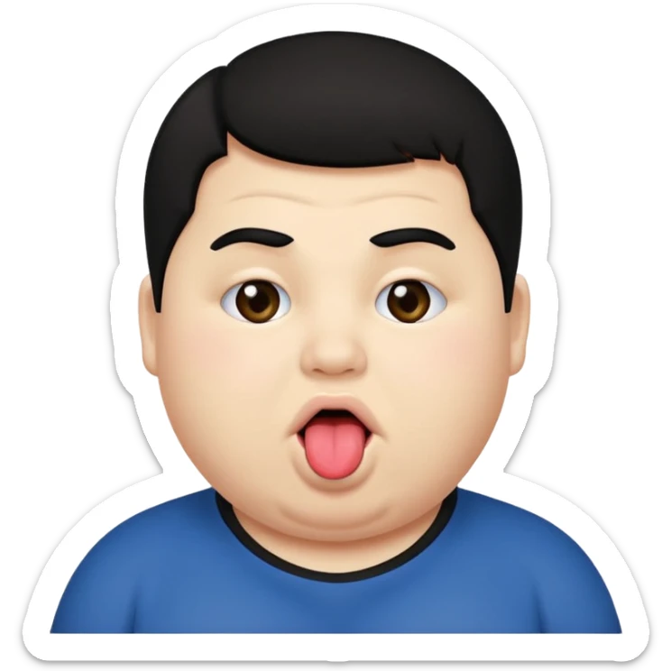 Fat teen from kosovo with flat hair with his tongue out sticker