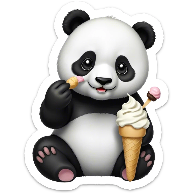 Panda eating ice cream sticker