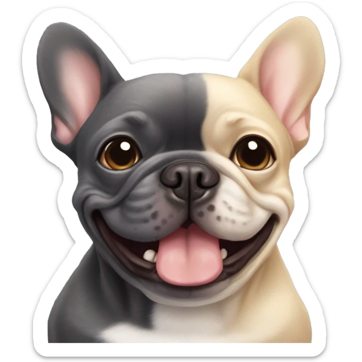 dark gray french bulldog happy alongside a pomeranian, best friends sticker