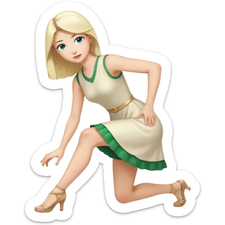 King, upright, black Hair, blue eyes, whole body, Woman, blonde Hair, Green eyes, bending knee, sleveless White Dress, sticker