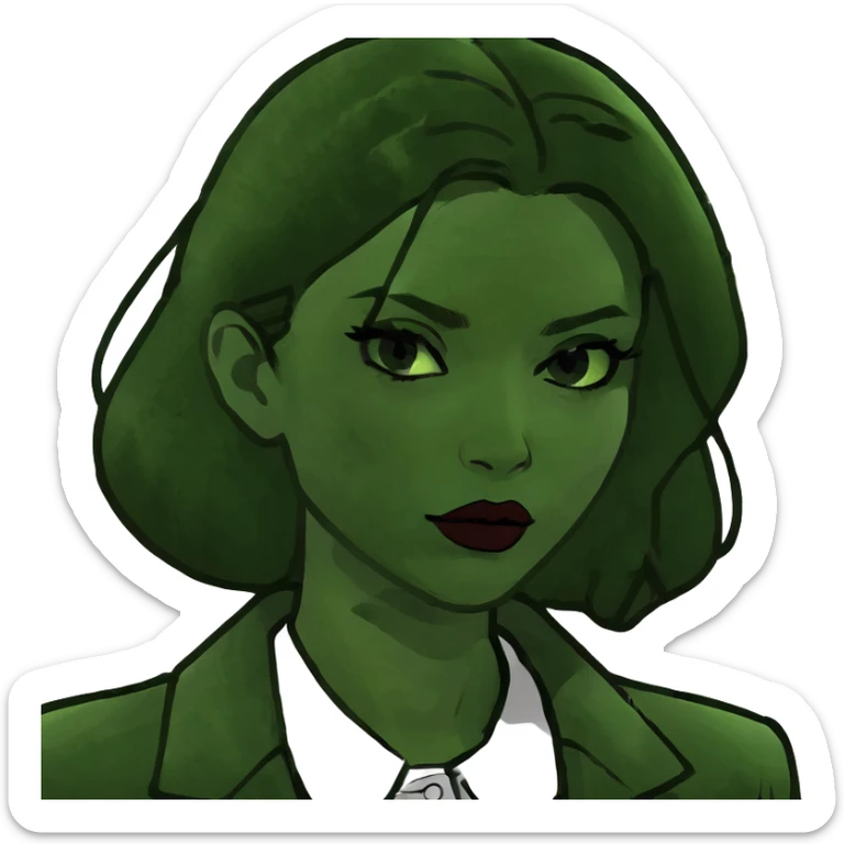 Sassy girl with dark lipstick, and dark hair, stylish clothes sticker