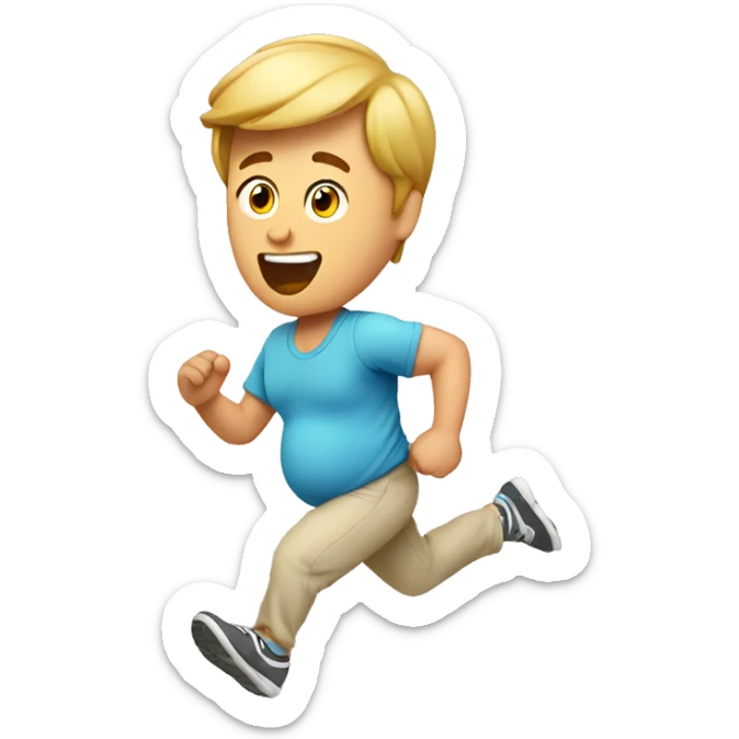 running pregnant man, a very round round big big pregnant belly sticker