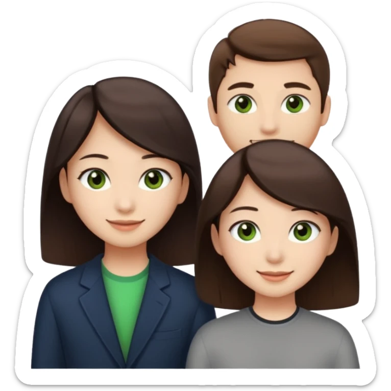 An Asian girl with brown eyes and dark brown hair, with her white boyfriend who has green eyes and light brown hair. sticker