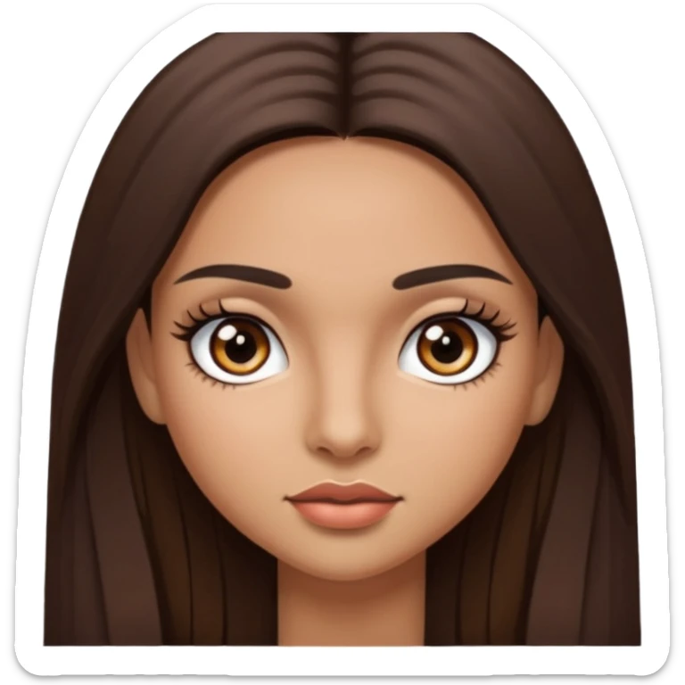 latina girl with straight long brown hair, dark dark brown eyes and lashes sticker