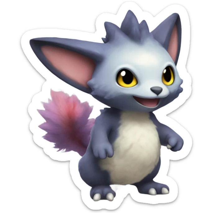 Colorful cute adorable cool furry anthropomorphic painted Fakémon-Pokémon-Trico-Vernid-creature sticker