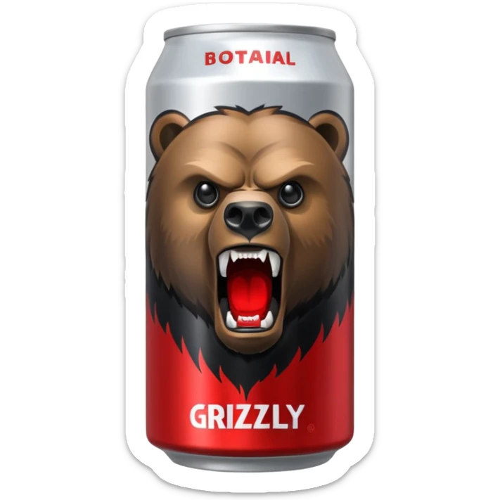 an adult energy drink with picture of angry bear on it sticker