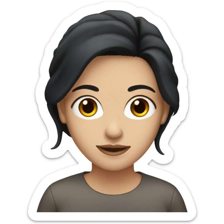 White woman with long black hair and brown eyes sticker