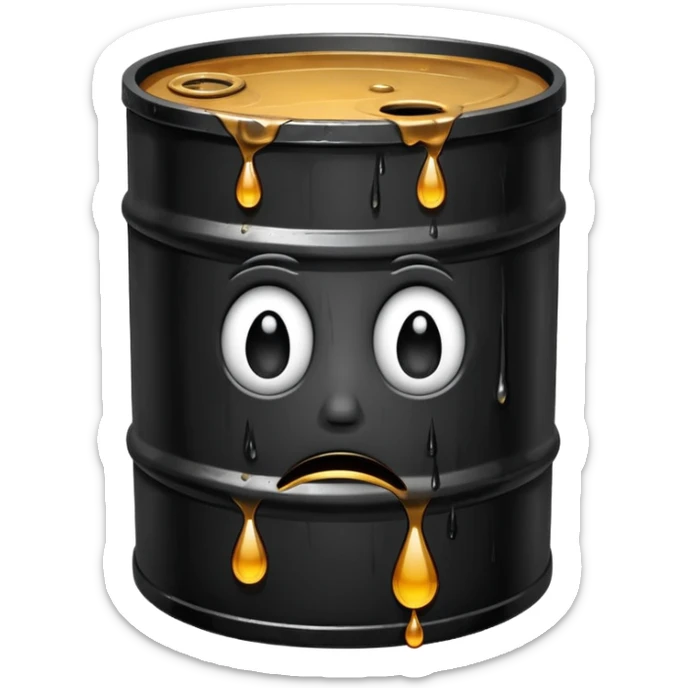 crying oil barrel (use the default tear drops and oil barrel emoji to create it) sticker