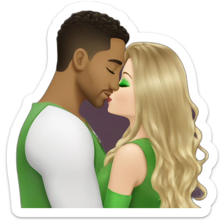 kiss-kiss romeo santos and girl green eyes and very long dark blond hair sticker