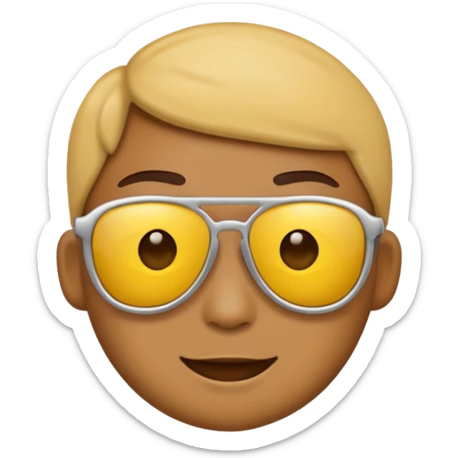 Cool emoji with shades and a handless arm hanging from his chin with a spherical object on either side sticker