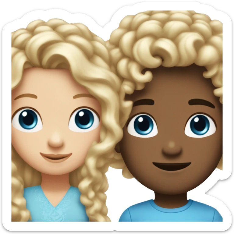 girl with long blonde hair and blue eyes, in love with boy with curly brown hair sticker