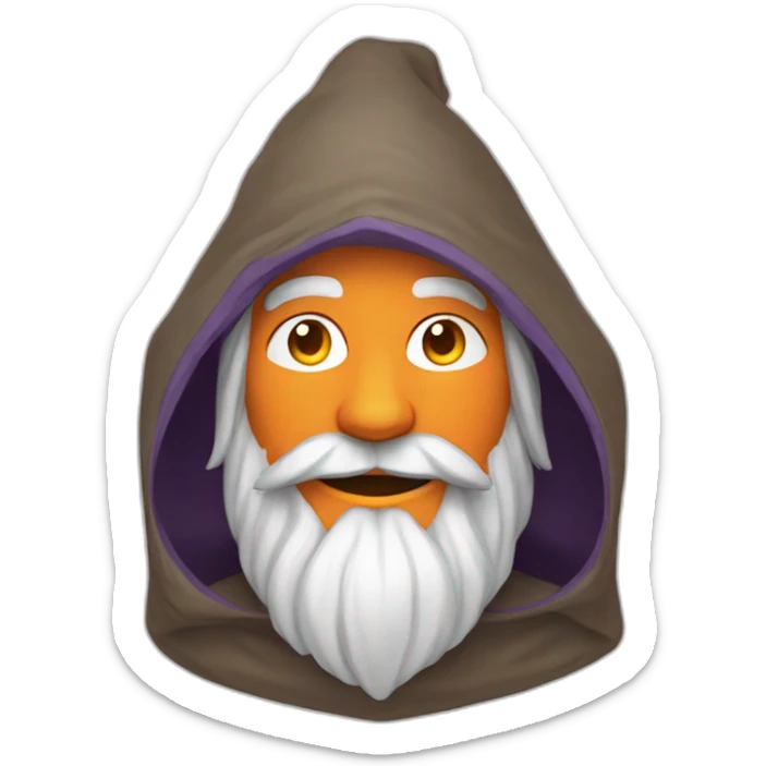 portrait smiling of a wizard style of Merlin, with orange gat sticker