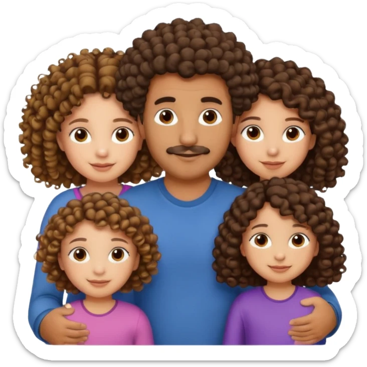 Brown dad with his two daughtersbone who is 5 and has curly hair and one who isn3 who has curly hair mixed race sticker