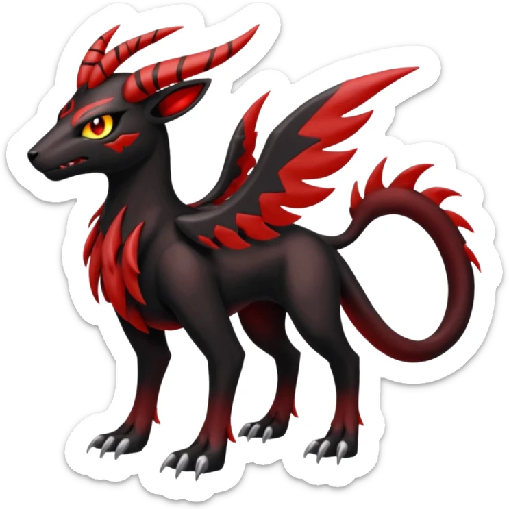 Darkrai-Giratina-Houndoom-Meloetta-Fakémon-creature-hybrid-fusion, full body sticker