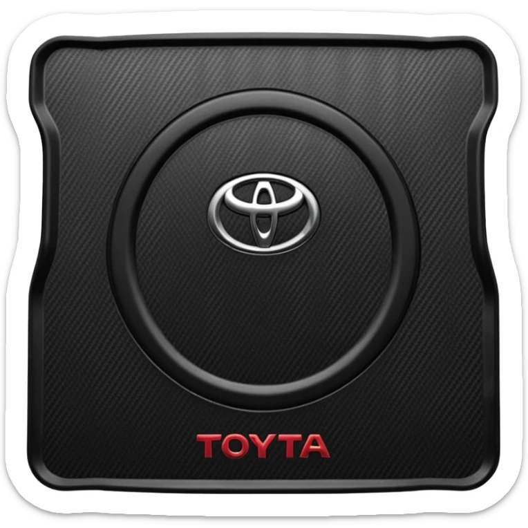 a black textured surface, likely a piece of automotive trim or a floor mat, featuring the branding for a Toyota Fortuner.
 sticker