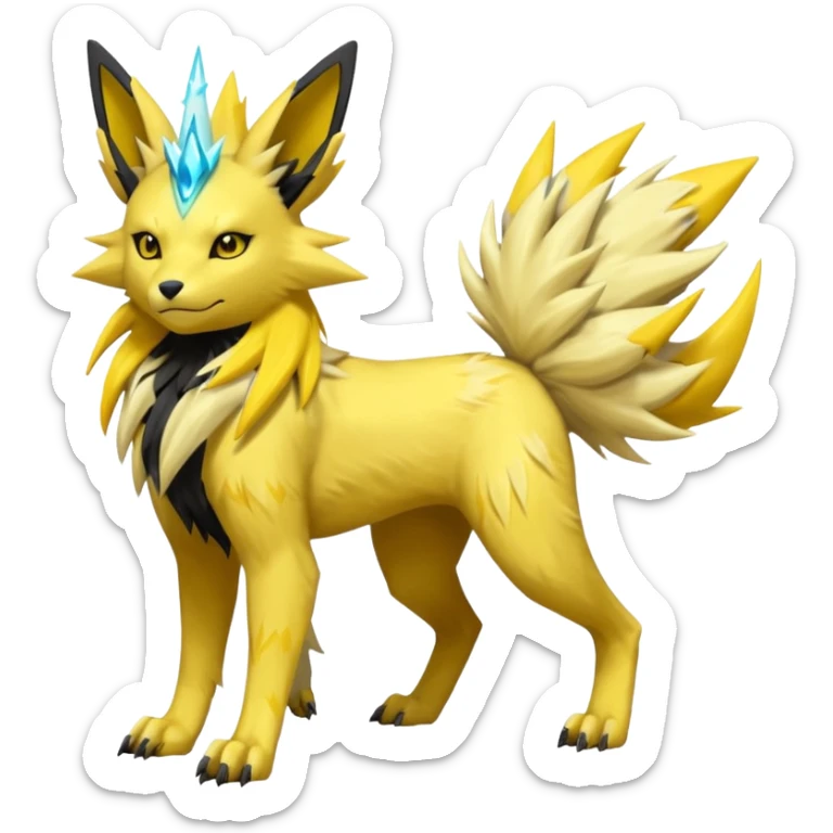 Feral Quadrupedal Digitigrade Luxray-Jolteon-Renamon-Manectric-fusion-hybrid-creature, full body  sticker