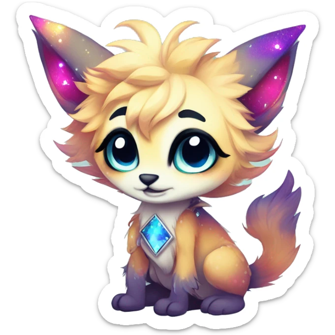 Cool cute Kawaii edgy fantasy animal sparkle fursona Fionbri creature by griffsnuff & LiLaiRa & Falvie full body sticker
