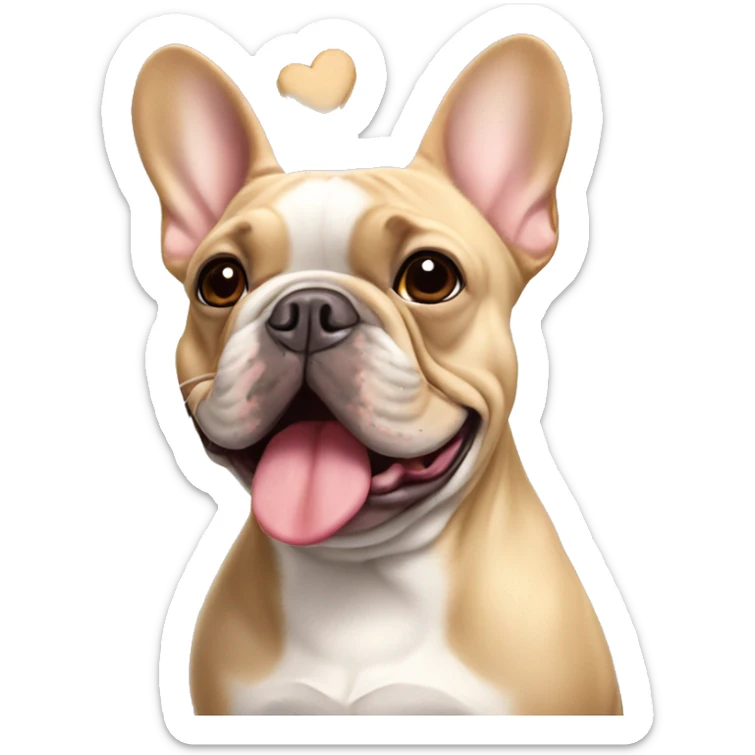 Lilac tan french bulldog with many heart shaped dog treats sticker