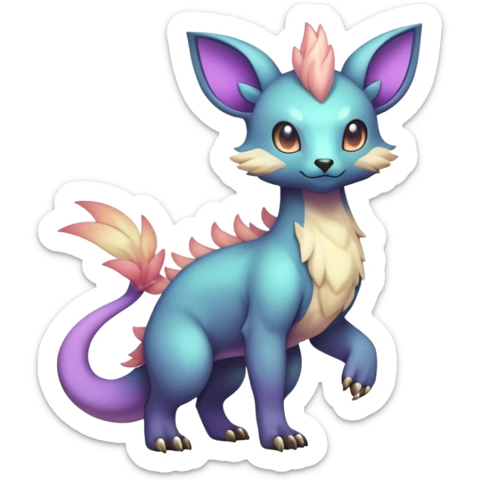 cool colorful dark pastel fantasy animal hybrid Fakemon full body sticker