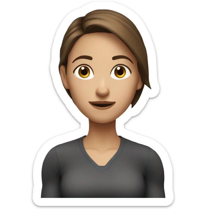 Fitness girl. She doing jaga. She is European. She have brown hair sticker