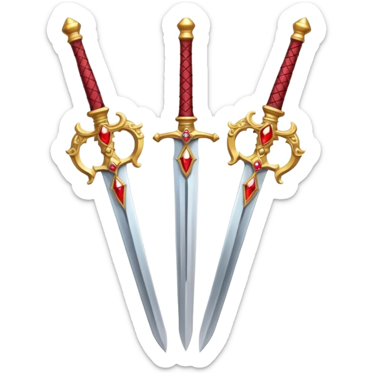 Two Golden royal swords with red gems sticker