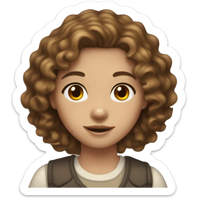 girl with wavy brown hair, hazel eyes and very light skin sticker