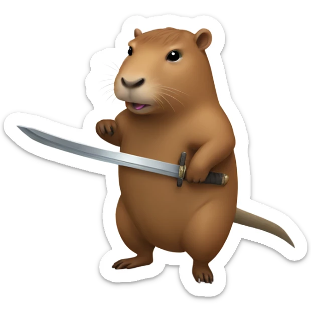 Capybara with sword  sticker