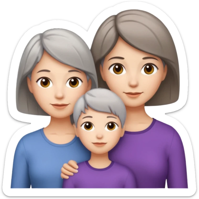 A mum with short Gray hair and her two adult daughters with Light brown hair sticker