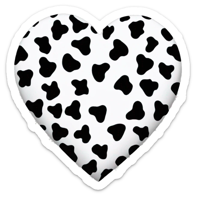 Cow print heart sticker