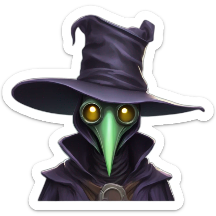 alien  Plague Doctor futuristic roguelike rpg style inspired by slay thee spire sticker