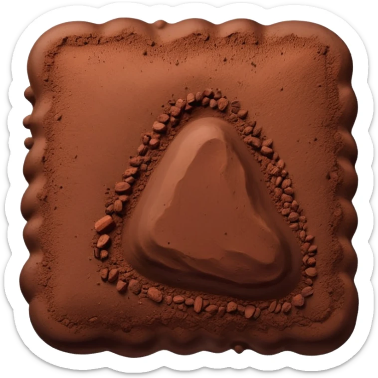 loose scatter or mound of cocoa powder, fine, dark brown, matte and velvety, smooth and airy, soft contours, no extras, soft lighting, emoji scale sticker